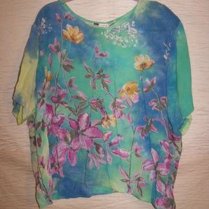 LA CERA two piece tropical crinkle outfit